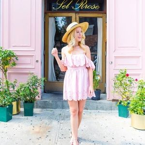 Lovers + Friends Pink Lace Ruffle Dress